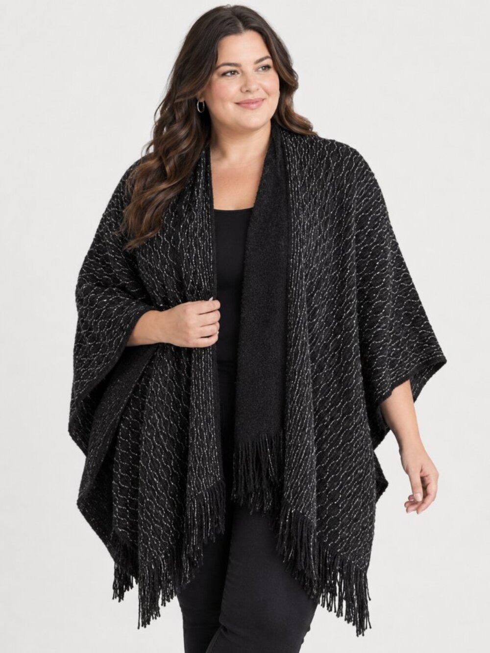 PLUS Size Black/Silver Knit Cape/Coverall
